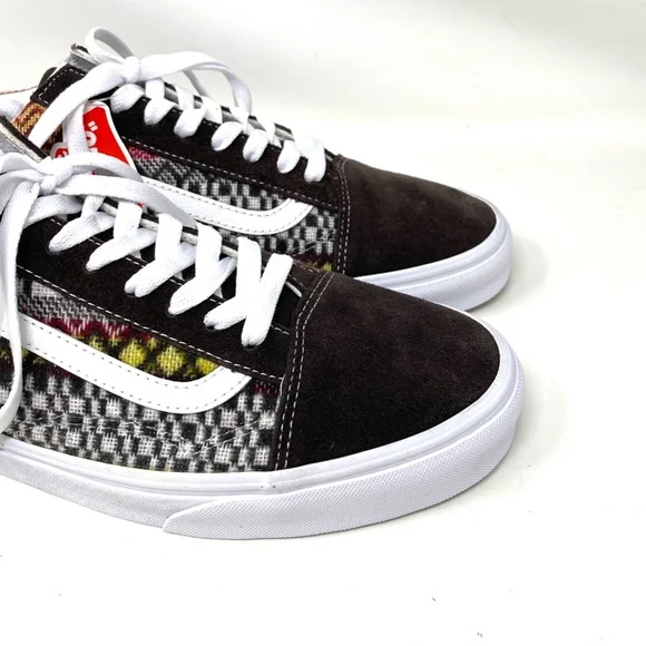 VANS Old Skool Fair Isle Low Brown Multi Women Canvas Suede Sneakers VN0A5JMIBF0 - Picture 3 of 10